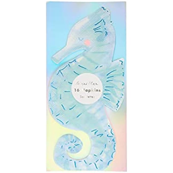 SEAHORSE NAPKINS 16-PIECES, BLUE - Image 4